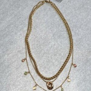 Nordstrom Gold Tone Triple Layer Collar Necklace